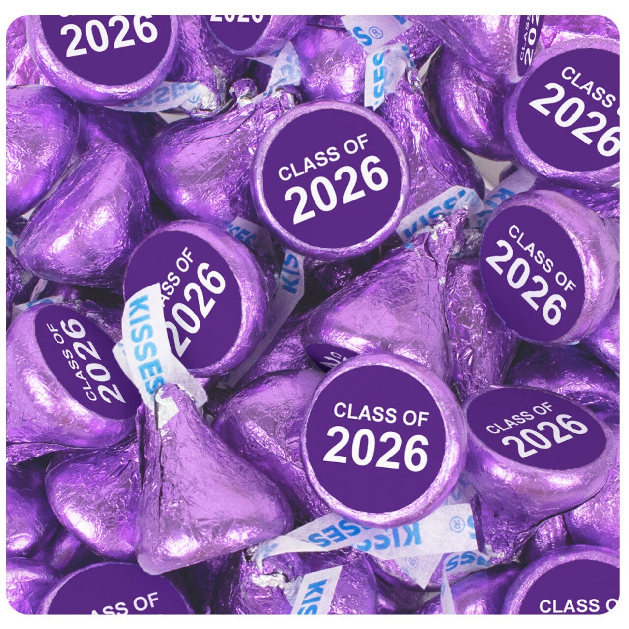 340 Pcs Purple Graduation Candy Class of 2026 Stickered Milk Chocolate Kisses For Party Favors, Candy Gifts, Dessert Tables, Treat Bags And More (3.4lb Bag)